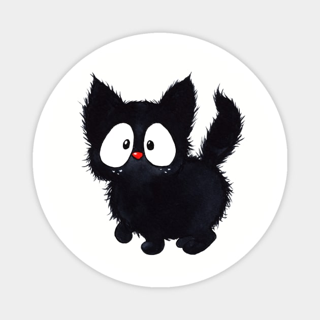 Cute Black Cat Magnet by Alyona Shilina